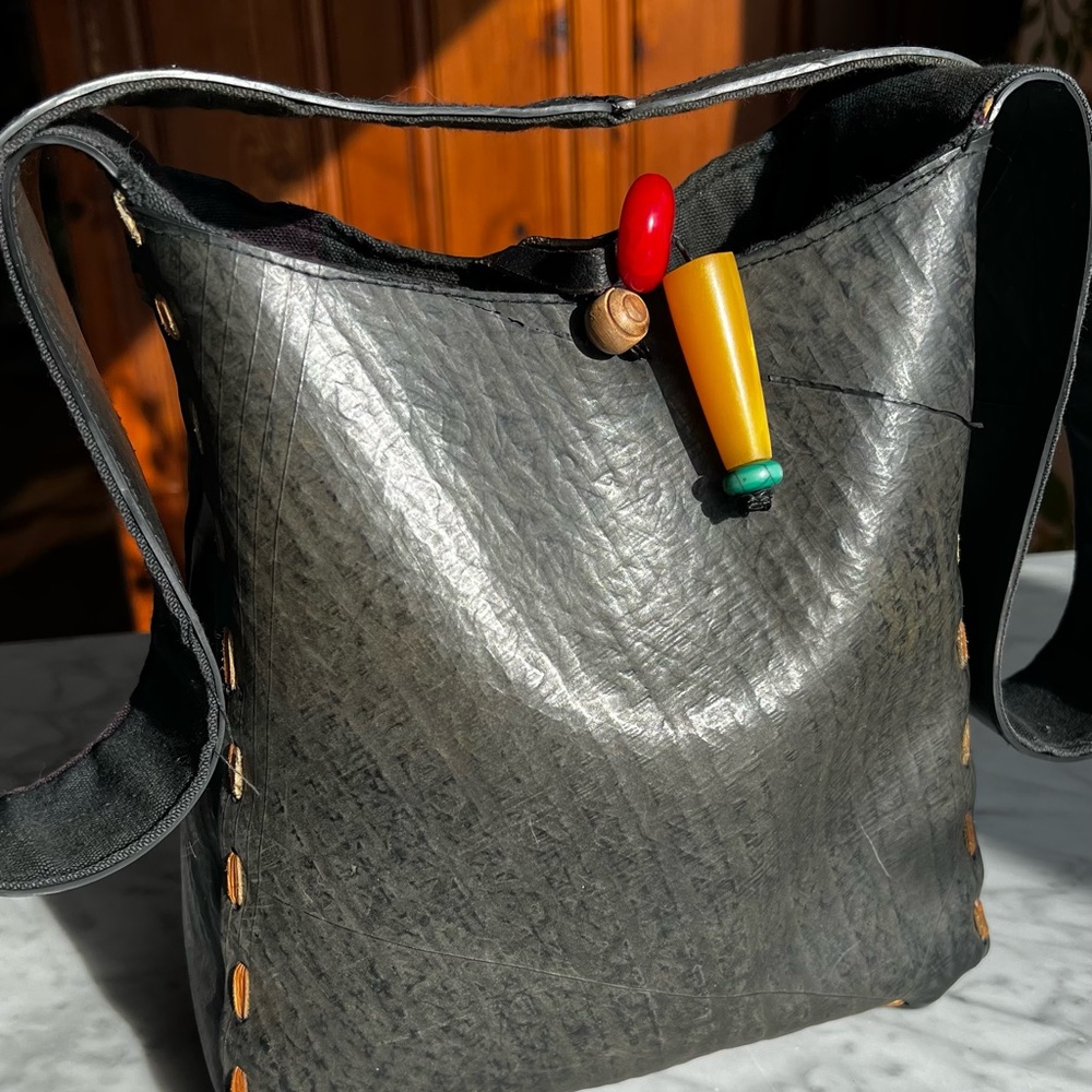 Unique Up cycled inner tire tube shoulder bag previously carried
